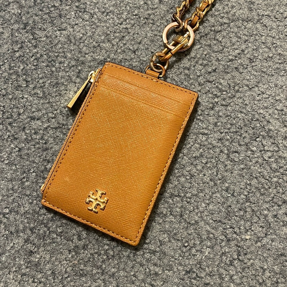 Tory Burch Leather ID Lanyard with key ring